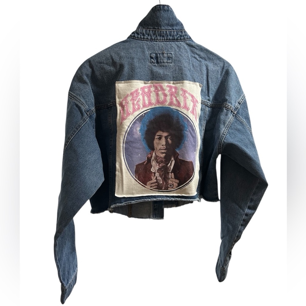 JIMI HENDRIX crop jean jacket custom original ONE OF A KIND creation